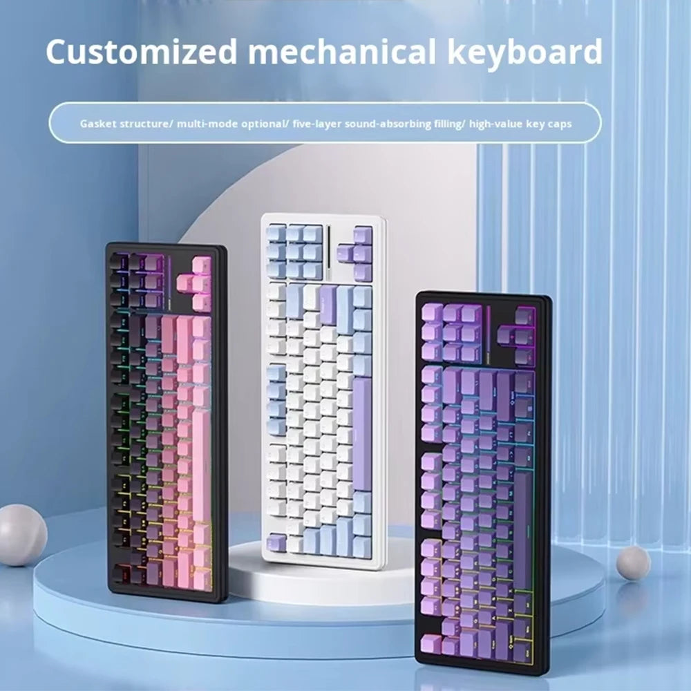 Gasket 87 Keys TKL Layout Wireless Wired Hot-Swappable Switch Programmable Spill Resistant USB Type-C Gaming Mechanical RGB