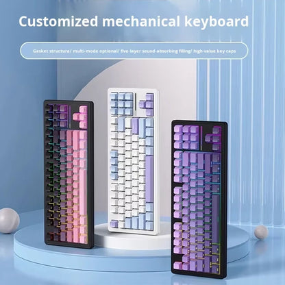 Gasket 87 Keys TKL Layout Wireless Wired Hot-Swappable Switch Programmable Spill Resistant USB Type-C Gaming Mechanical RGB