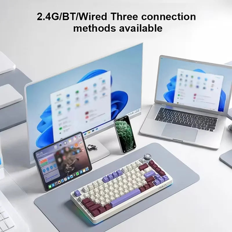 Aula AU75 Wireless Gaming Mechanical Keyboards Tri-Mode 2.4G/BT/Wired Hot Swappable With RGB Backlit Media Knob 75 Key Keyboards