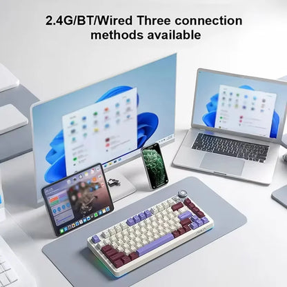 Aula AU75 Wireless Gaming Mechanical Keyboards Tri-Mode 2.4G/BT/Wired Hot Swappable With RGB Backlit Media Knob 75 Key Keyboards