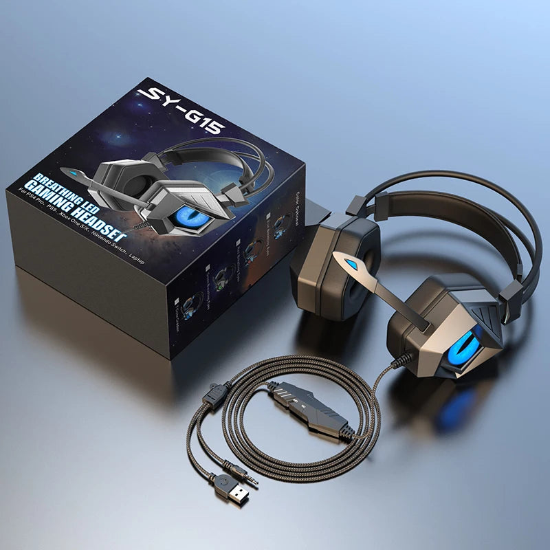 Soyto Factory OEM G15 Wired Gaming Headset RGB LED Lights Surround Sound for PC PS4 PS5 Laptop with Mic Stereo Audio Wholesale