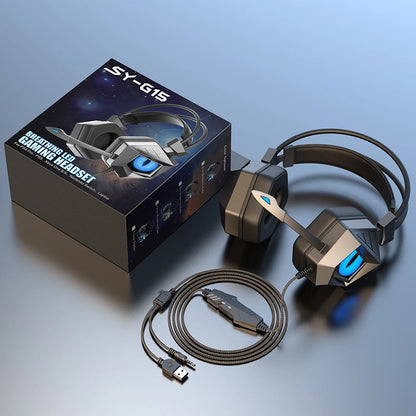 Soyto Factory OEM G15 Wired Gaming Headset RGB LED Lights Surround Sound for PC PS4 PS5 Laptop with Mic Stereo Audio Wholesale