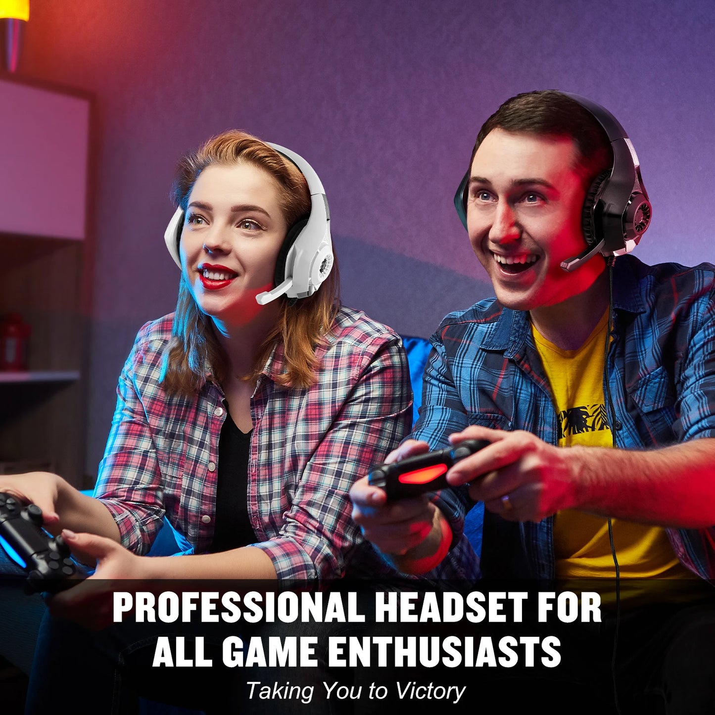 Wire Gaming Professional Sports DJ On-Ear Foldable Bass Mic HIFI Stereo Headset Headphones Microphone Wired RGB LED Leather
