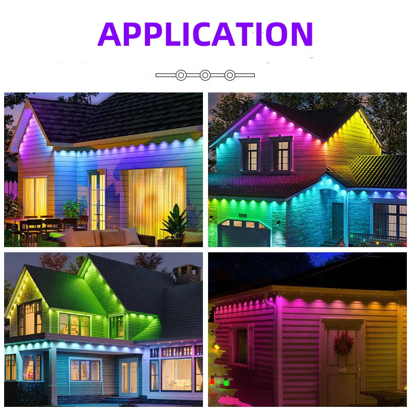 APP Control RGB LED Permanent Outdoor Eaves Light Smart Lighting Remote Voice Control bluetooth Holiday Decoration(72pcs/pack)
