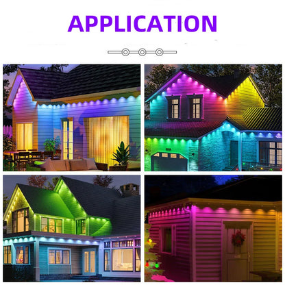 APP Control RGB LED Permanent Outdoor Eaves Light Smart Lighting Remote Voice Control bluetooth Holiday Decoration(72pcs/pack)