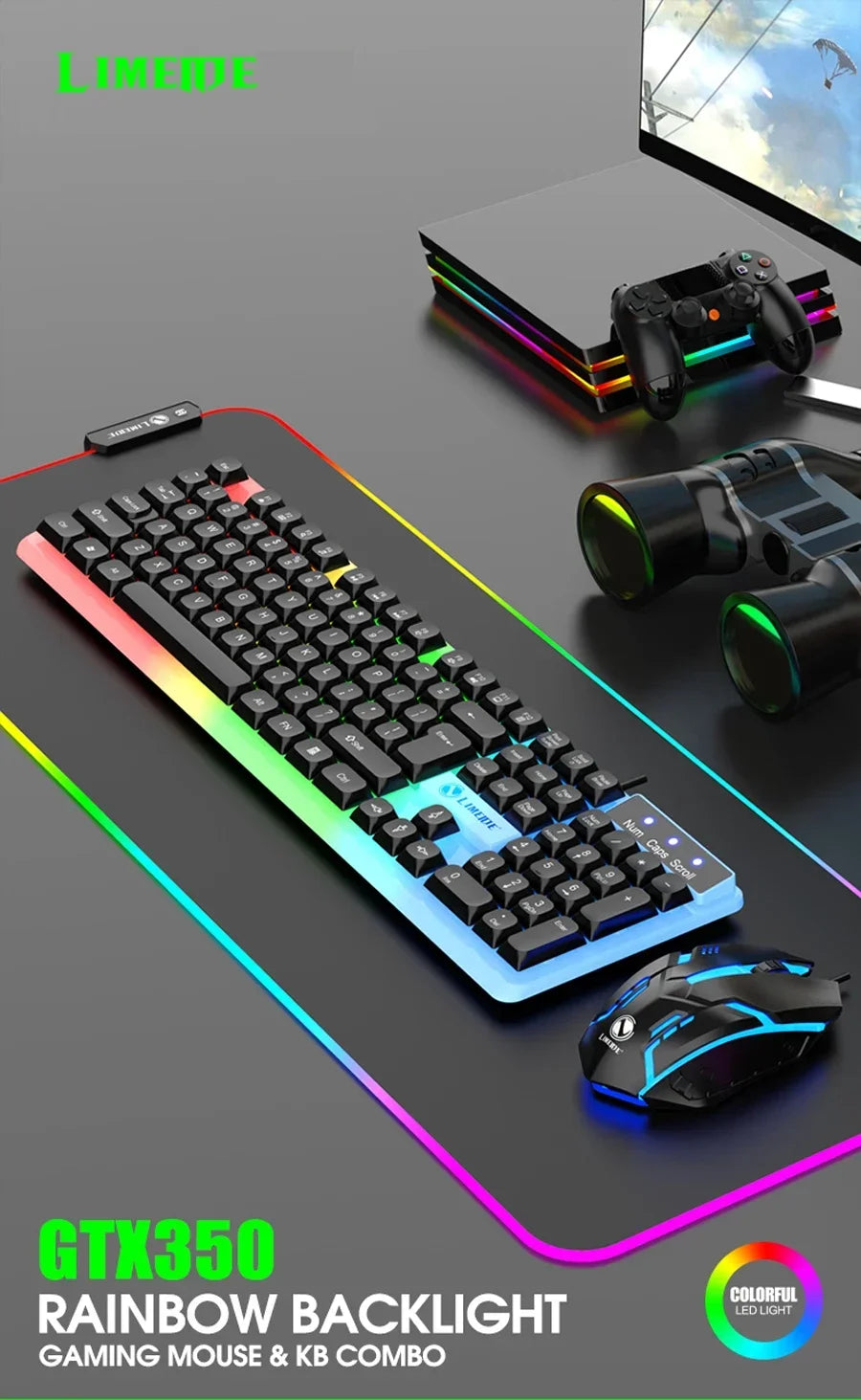 NG GTX350 Gaming Keyboard Mouse Combos Computer Laptop Backlight Gamer Kit LED Wired Usb Keyboard