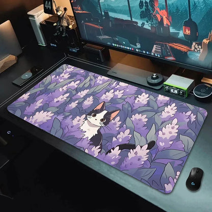 Kawaii Black Cat Mousepad Xxl PC Gaming Mouse Pads Gamer Mats Teclado Pad Mat Laptop Office Carpet 900X400