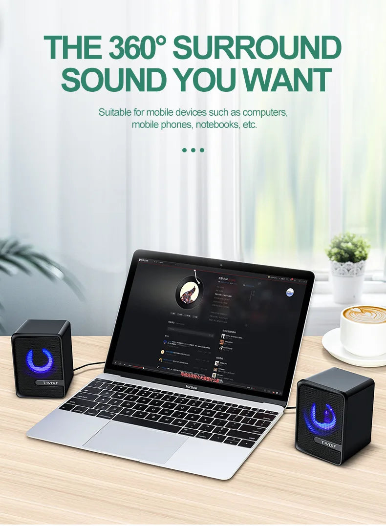 Chinese New Trending 2.0 USB Wired Gaming Audio System RGB Light Desktop Wired 2.0 USB Laptop/PC Computer Speakers for Gaming