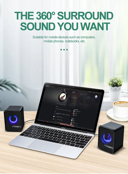 Chinese New Trending 2.0 USB Wired Gaming Audio System RGB Light Desktop Wired 2.0 USB Laptop/PC Computer Speakers for Gaming