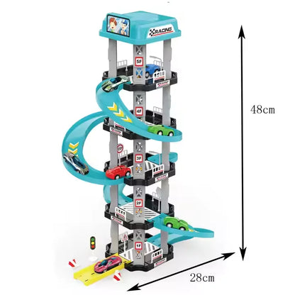 Track Car Toy 5 Floors Racing Track Sliding Car Parking Garage Toy for Kids Car Parking Garage Toy