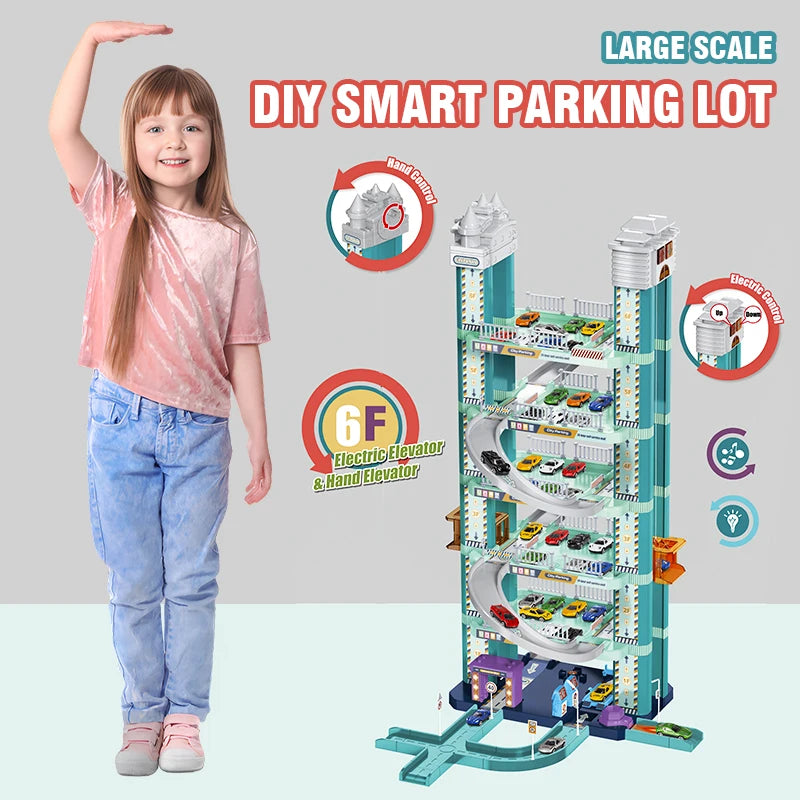 Children's Track Toy Car Smart Liftable Electric Simulated Parking Garage 3D Track Toy for Boys Birthday Gift
