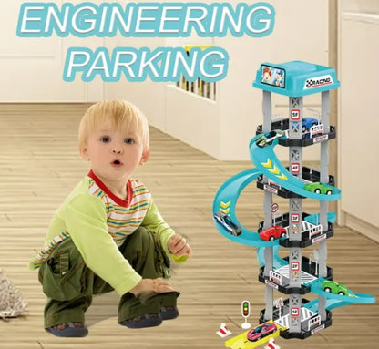 Track Car Toy 5 Floors Racing Track Sliding Car Parking Garage Toy for Kids Car Parking Garage Toy