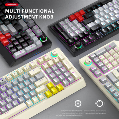 T-WOLF T50 Wired Mechanical Keyboard 85% Keyboard 97 Keys Hot Swappable Blue Switch Gaming USB Wired RGB Light Led Keyboard Game