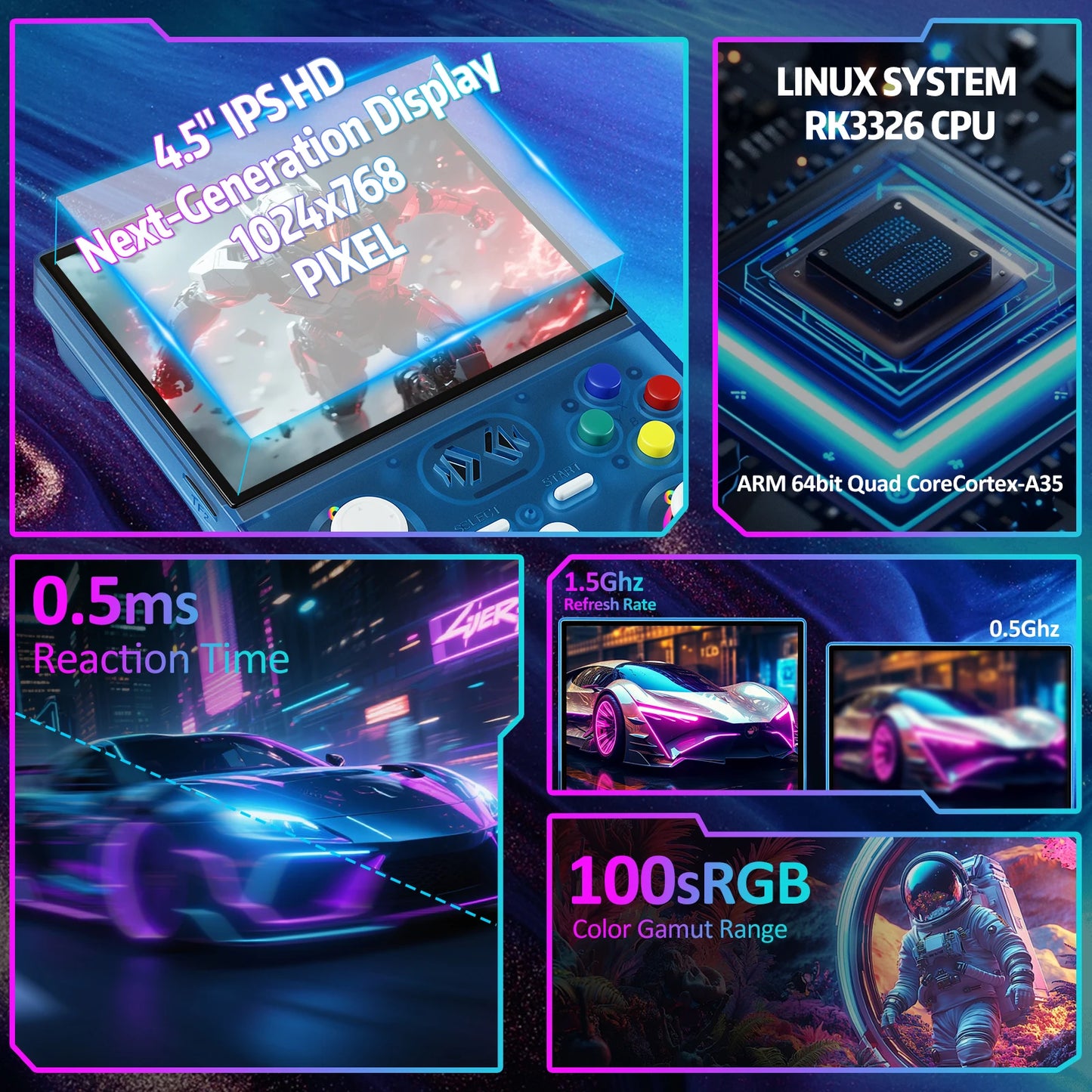 XF45V 4.5 Inch IPS Screen Handheld Gaming Player Linux System Portable Retro Handheld Game Console