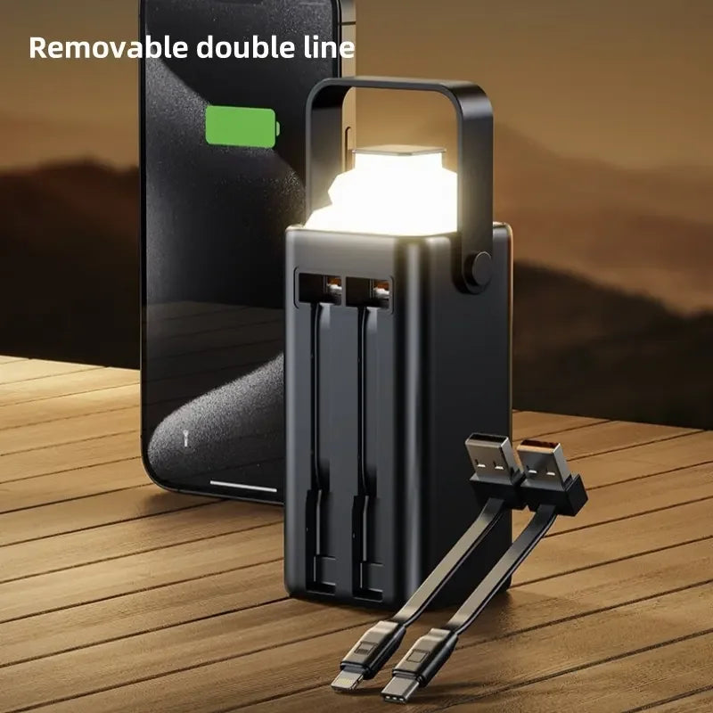 New Arrival 22.5w Fast Charging 20000mAh Portable Charger with Built in Removable Cables LED Outdoor Mobile Power Bank