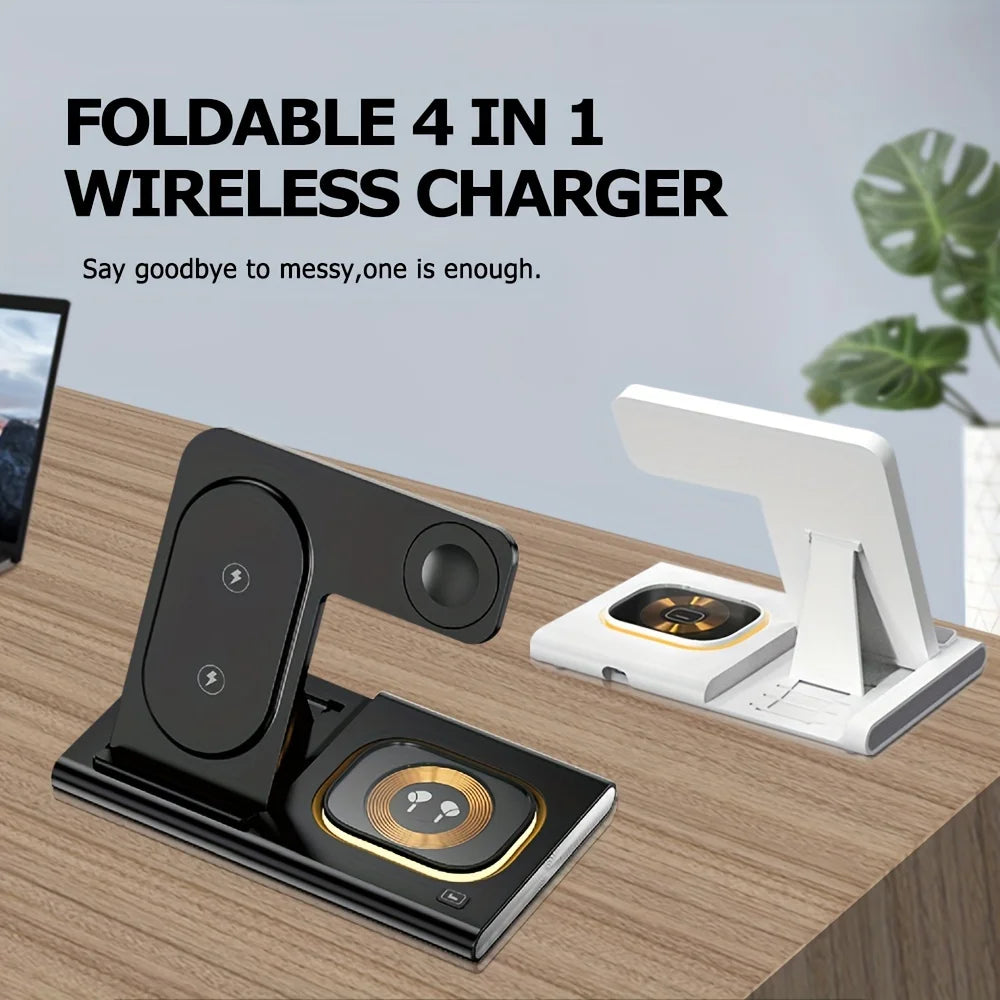 15W 3 in 1 Foldable Wireless Charger Charging Station for iPhone 15 14 13 12 11 Xr XS Max Pro Max Plus IWatch Air Pods