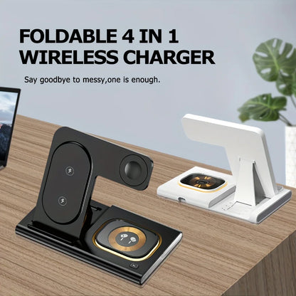 15W 3 in 1 Foldable Wireless Charger Charging Station for iPhone 15 14 13 12 11 Xr XS Max Pro Max Plus IWatch Air Pods