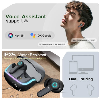 G07  Earbuds Factory Gaming TWS Noise Cancellation Earphones BT V5.4 RGB Lighting