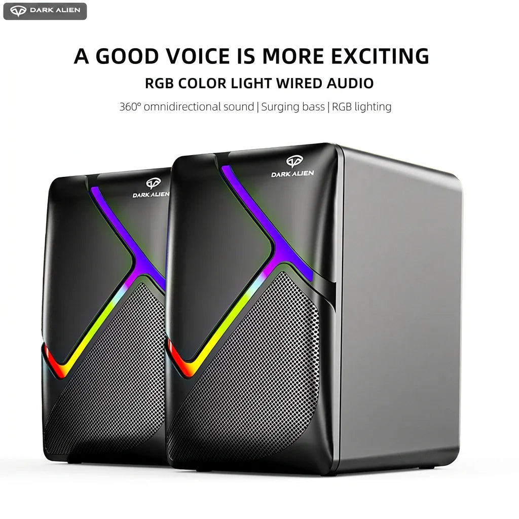 Hot Selling E-Sports Wired Speaker Mini Portable Desktop Laptop USB Multimedia Subwoofer RGB LED Lighting 2-Way Audio Gaming