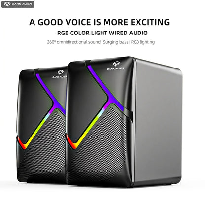 Hot Selling E-Sports Wired Speaker Mini Portable Desktop Laptop USB Multimedia Subwoofer RGB LED Lighting 2-Way Audio Gaming