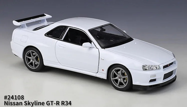 Welly 1:24 Skyline GT-R R34 Imitation Alloy Car Model Toy Collection Diecast Toy Vehicles
