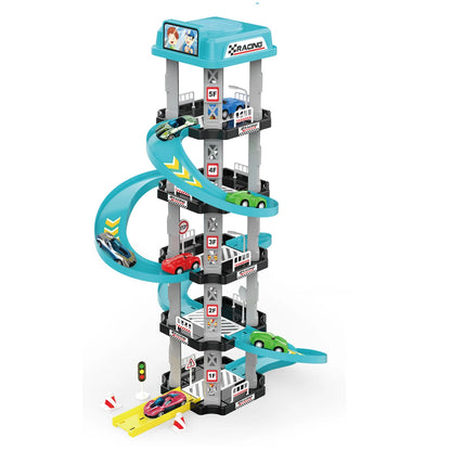 Track Car Toy 5 Floors Racing Track Sliding Car Parking Garage Toy for Kids Car Parking Garage Toy