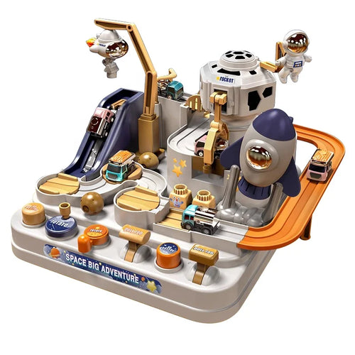 Children's Puzzle Car Adventure Game Track Parking Toy Car Set Astronaut Orbital Glide Car Toy Cosmic Adventure Educational Toys