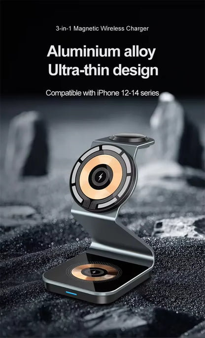 15W 3in1 Multifunction Charging Stand Support Watch Cell Phone Headset with Can Wireless Charging with Mobile Power