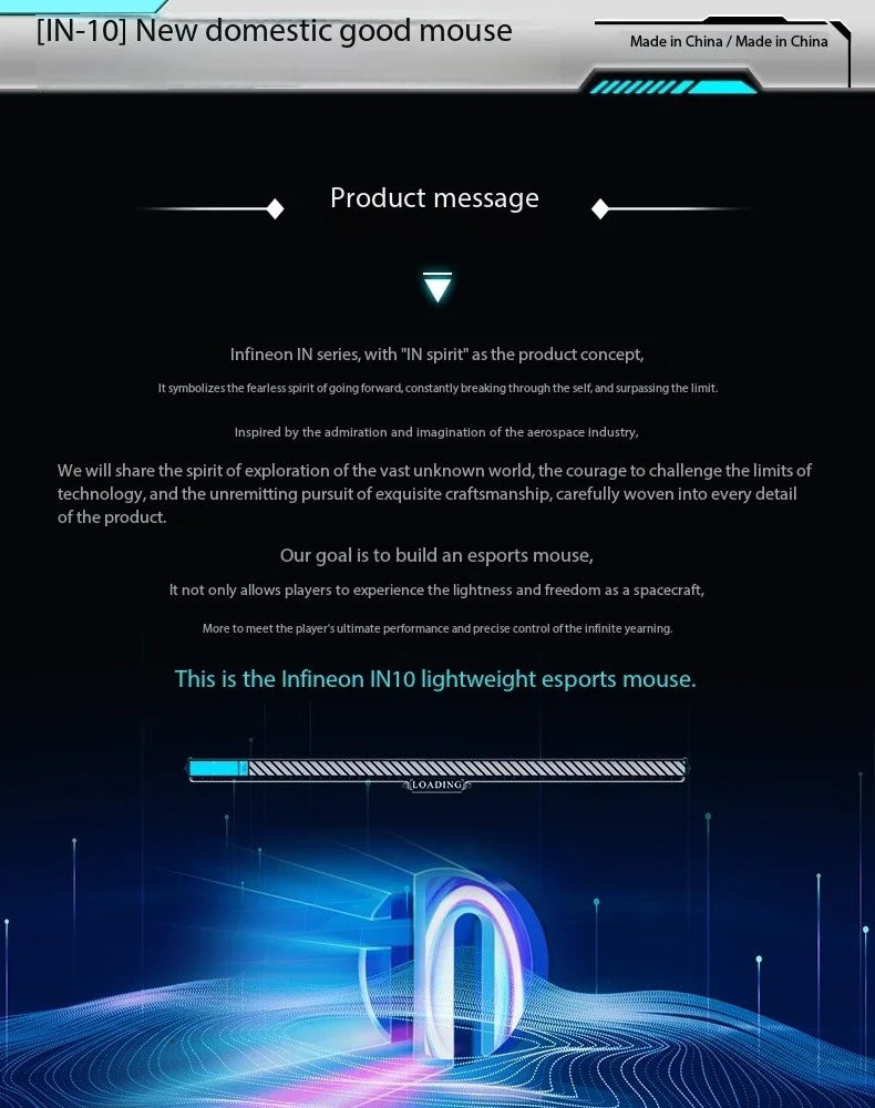 Inphic IN10 3D Ergonomic Lightweight Rechargeable for 2.4GHz Wireless Mouse Programmable 6 Buttons RGB Backlit Gaming