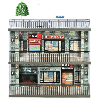 2024-11 Parking Lot 1:18 Diecast Car Model Parking Space  Solid Wood Garage Model Handmade DIY Scene Customization