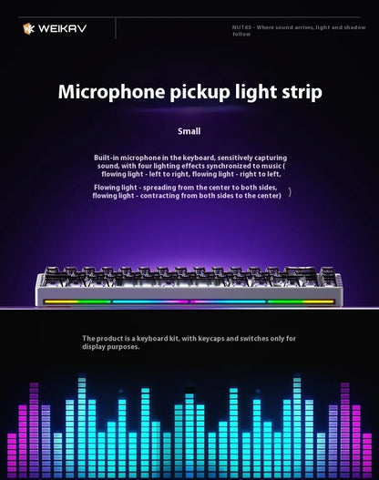 Weikav Nut65 Tri-Mode 6000mAh Mechanical Gaming Keyboard Kit QWERTY Wired/Wireless ARGB Rhythm DIY AO&EP Sound Reactive Lighting