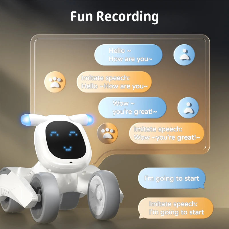 Voice Activated Dog Robot Puppa Gesture Sensory Remote Control Intelligent Educational Robot Toy for Companion-DIY