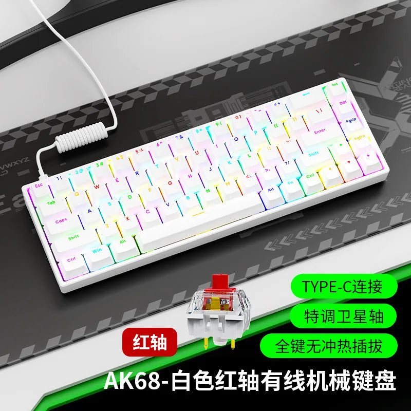Luminous Mechanical Gaming Keyboard 68 Keys Wired Desktop & Laptop Blue & Red Switches