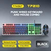 T-WOLF Professional LED Wired Gaming Keyboard and Mouse Combo Backlit Full Size 104keys Punk Keyboard Mouse for Gamer Desktop