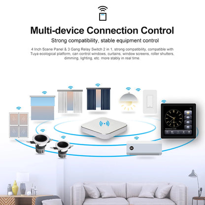 2025 Smart Lighting Control Touch Panel, With Tuya Zigbee 4 Inch In-wall Smart Home Touch Screen Panel