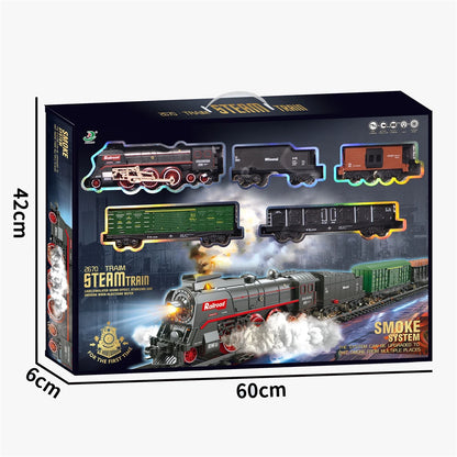 Birthday Gift Classical Railway Slot Intelligence Simulation Electric Music Light Rail Track Smoking Train Toy