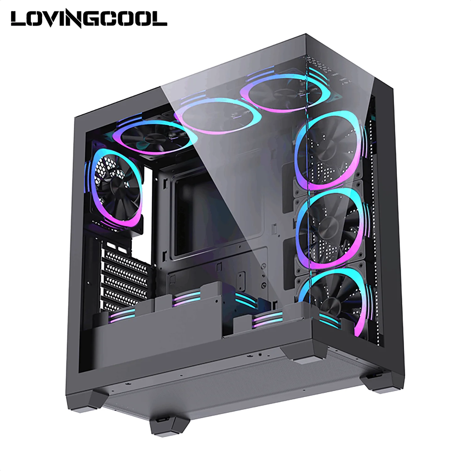 Factory OEM Custom Computer PC Case Game CPU Case Gaming ATX Motherboard with RGB Fan Cabinet Colorful PC Chassis Towers Cooler
