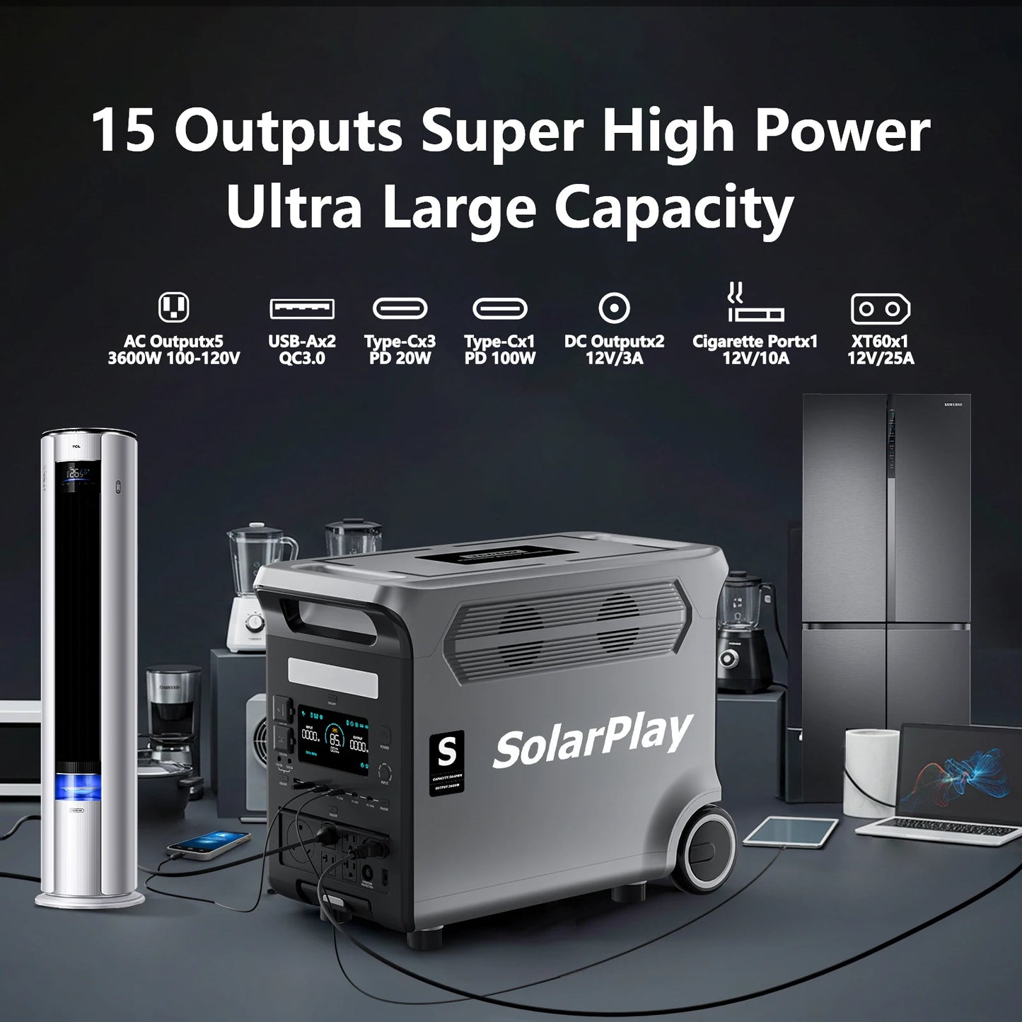 Solarplay 3600W Portable Mobile Power Station, Meet Your Outdoor Power Needs for a Day