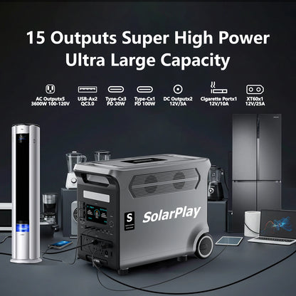 Solarplay 3600W Portable Mobile Power Station, Meet Your Outdoor Power Needs for a Day