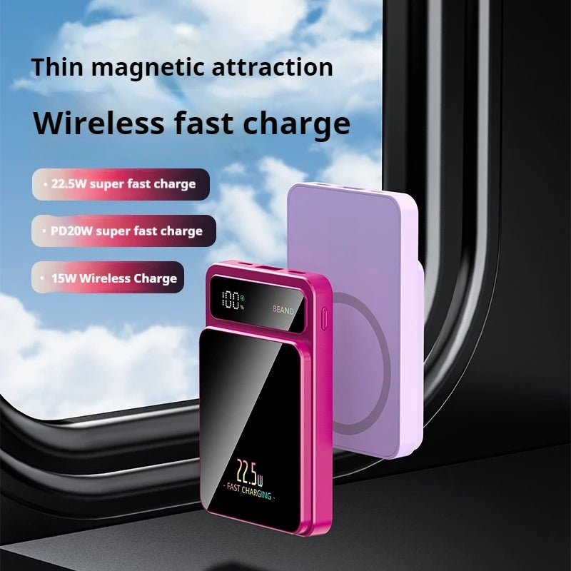 Thin Powerful Magnetic Power Bank 5000mah 15w Wireless PD 20W Fast Charging USB-C Output Battery Pack Mobile Power