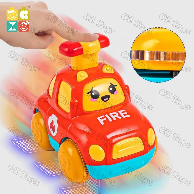 CZ Factory Children Inertial Pull Back Boys Press the Car Puzzle 3-inertial Back Police Car Ambulance Fire Engine Toy Kid Gift