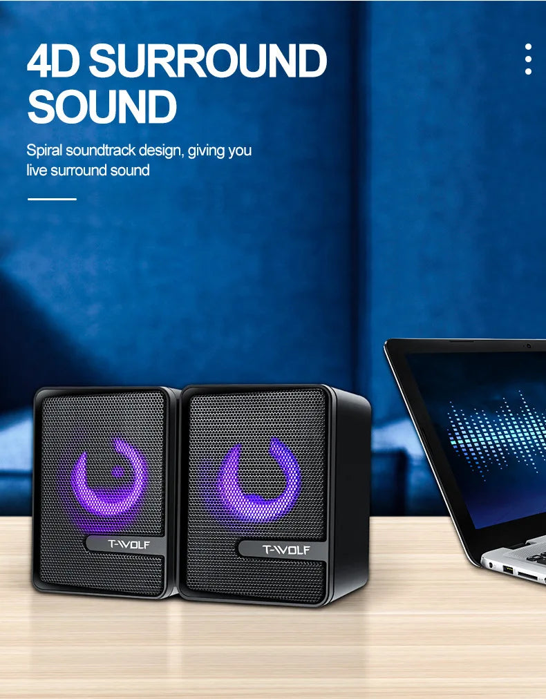 Chinese New Trending 2.0 USB Wired Gaming Audio System RGB Light Desktop Wired 2.0 USB Laptop/PC Computer Speakers for Gaming