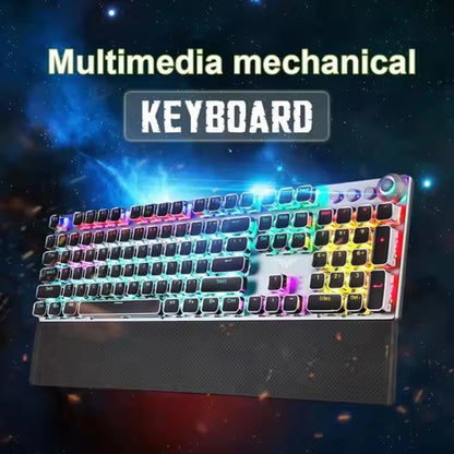 Wholesale AULA F2088 Wired USB 108 Keys Blue Switch 7-RGB Color Lighting Mixed Metal  Mechanical Gaming Keyboard
