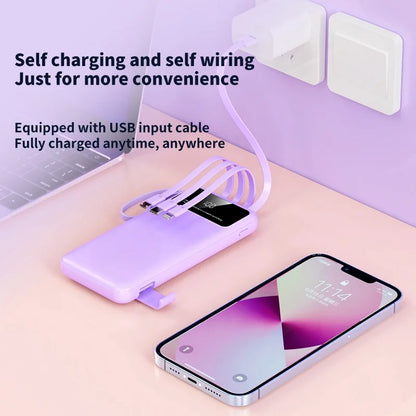 OEM Mobile Power Bank 10000mAh Portable Charger External Battery Dual USB Input Comes With Four Wire 10000mAh Power Bank