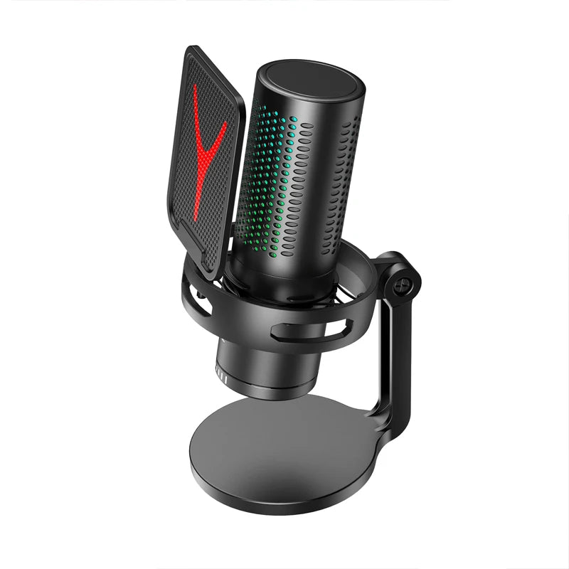GM7 RGB Gaming Desktop Condenser Microphone with LED Lights USB Type-C Cardioid 80Hz-15kHz for Streaming and Studio Use