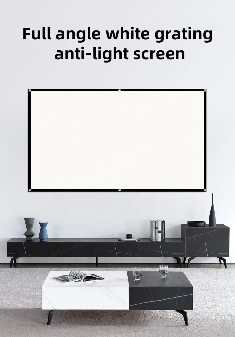 SXZ 60 Inches 16:9 Matt White Grating Anti-light Effect Gain 2.0 Brightness 120 Angle Home Outdoor Projector Screen