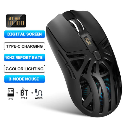 Hot 3 Mode Tri-mode Gaming Mouse Wireless Silent RGB Honeycomb Gaming Mouse Ergonomic 2.4G/BT/Wired E-sports Mice for PC