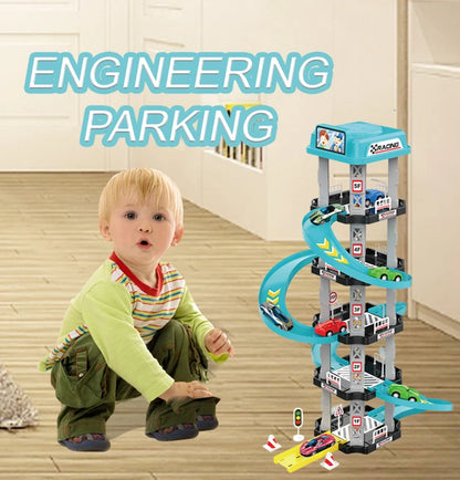 Track Car Toy 5 Floors Racing Track Sliding Car Parking Garage Toy for Kids Car Parking Garage Toy