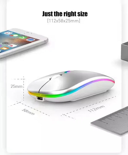 Rechargeable BT Wireless Mouse with 2.4GHz USB RGB 1600DPI Mouse for Computer Laptop Tablet PC Gamer Gaming Mouses