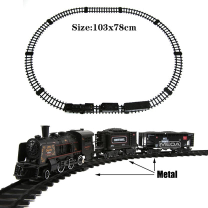 Metal Classic Electric Train Track Electric Railway with Smoke Sound & Light for Children Metal Alloy Train Set
